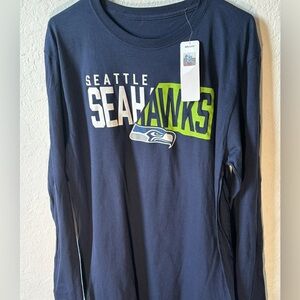 Seattle Seahawks NFL Team Apparel Long Sleeve T-Shirt Blue Men's Large Logo NWT